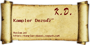 Kampler Dezső névjegykártya